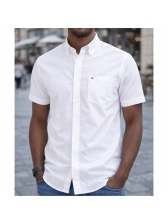 Camisa Oxford Light Manga Curta Tommy Hilfiger Original - branca