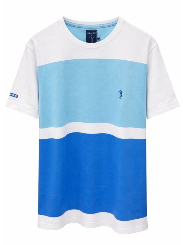 Camiseta Masculina PlusSize Aleatory Listrada Regular Original - Azul