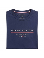 Camiseta Masculina Tommy Hilfiger Estampada Original - Azul Escuro